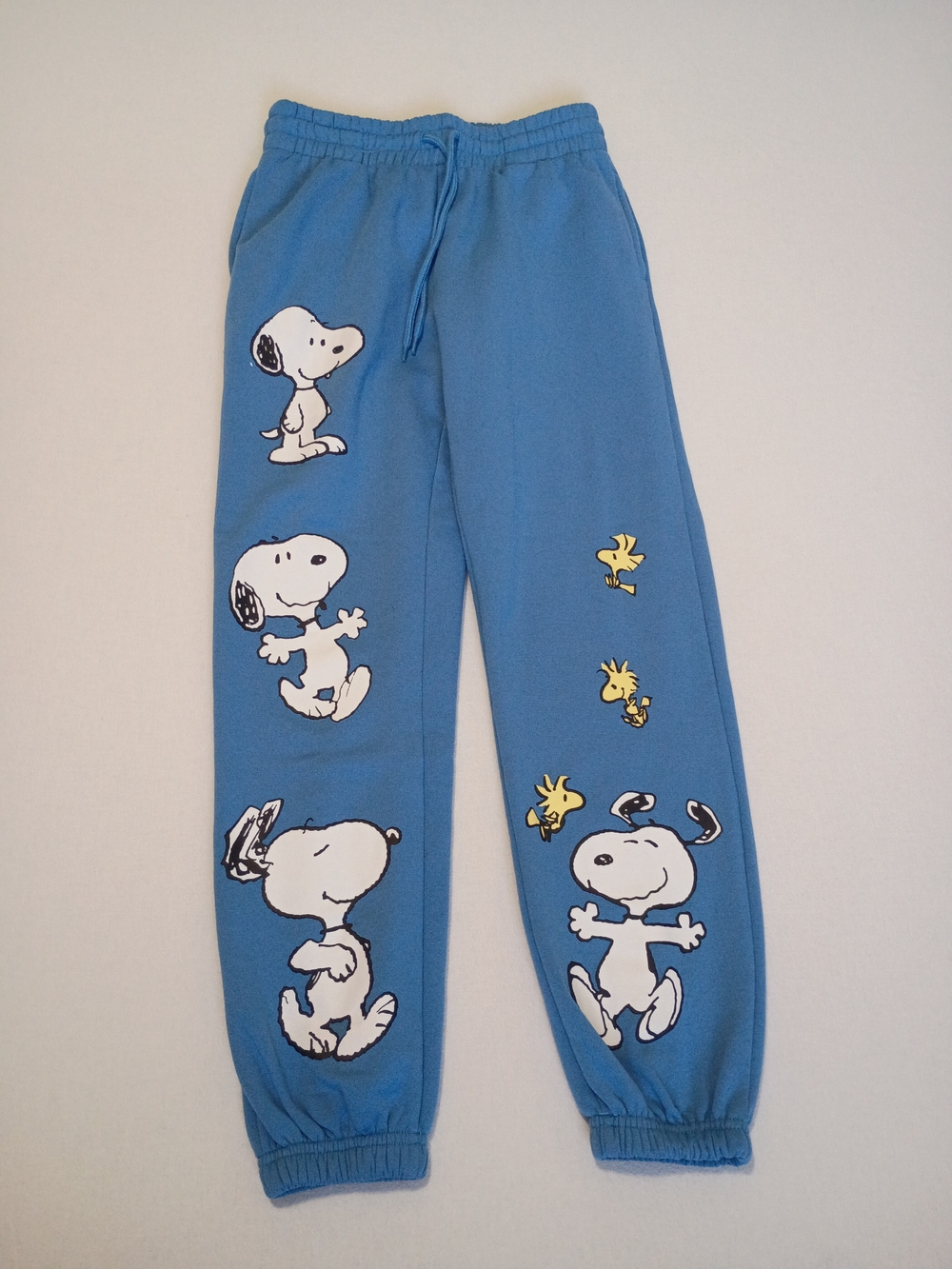 Peanuts Snoopy Woodstock Graphic Joggers Blue Sweatpants Women's XXS Fleece